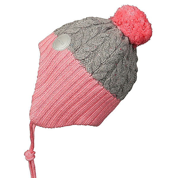 Reima Strickmütze PAKKAS mit Wolle in grau/bubblegum pink