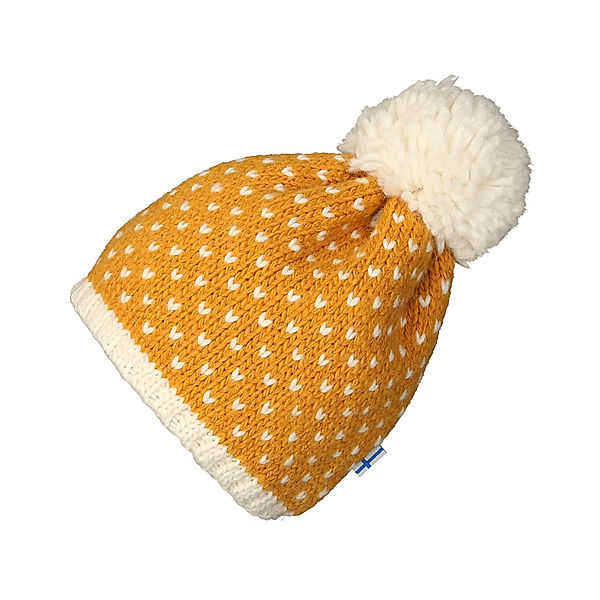 finkid Strickmütze PEKONI mit Bommel in golden yellow/offwhite