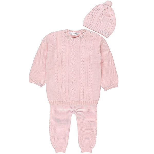 Mayoral Strickpullover BABY KNIT 3-teilig in babyrosa