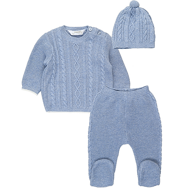 Mayoral Strickpullover BABY KNIT 3-teilig in blue ice