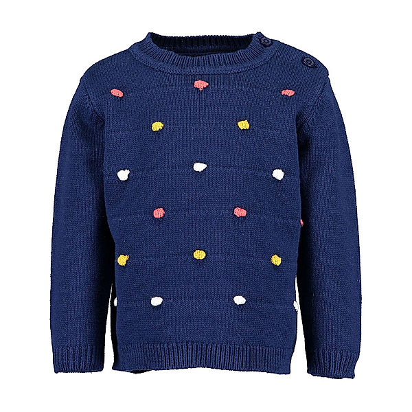 BLUE SEVEN Strickpullover HAPPY AUTUMN – KNIT DOTS in dunkelblau