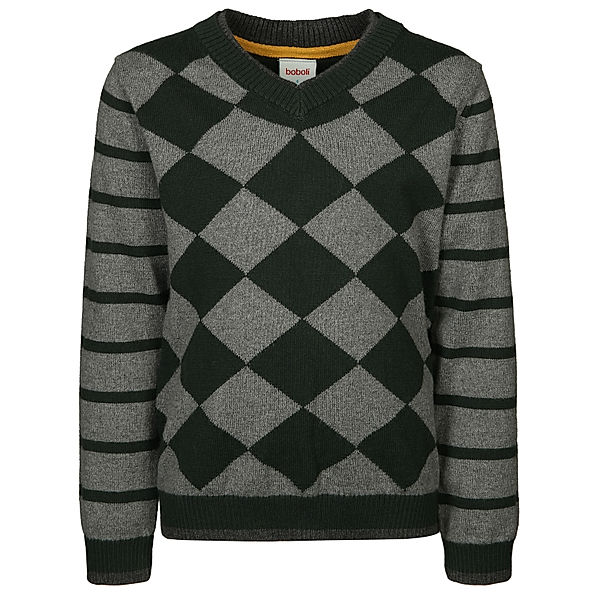 Boboli Strickpullover RHOMBUS in pinie/grau