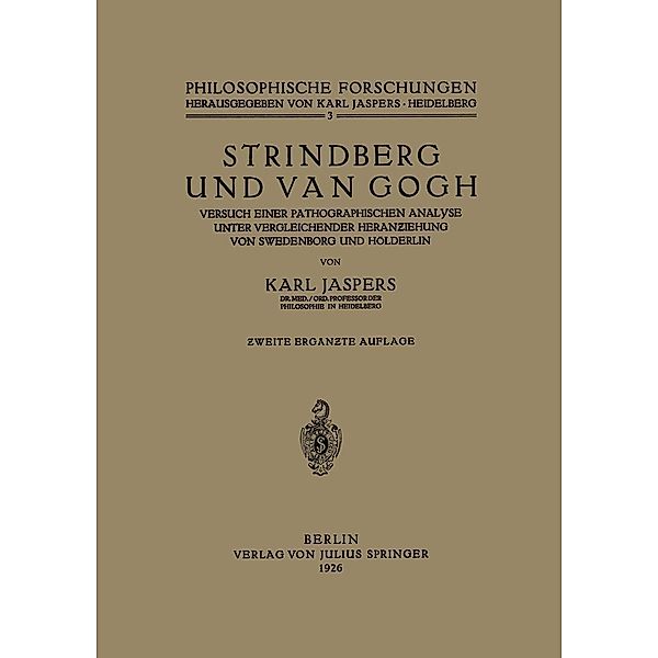 Strindberg und Van Gogh / Philosophische Forschungen Bd.3, Karl Jaspers