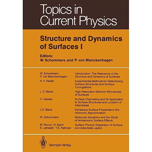 Structure and Dynamics of Surfaces I / Topics in Current Physics Bd.41