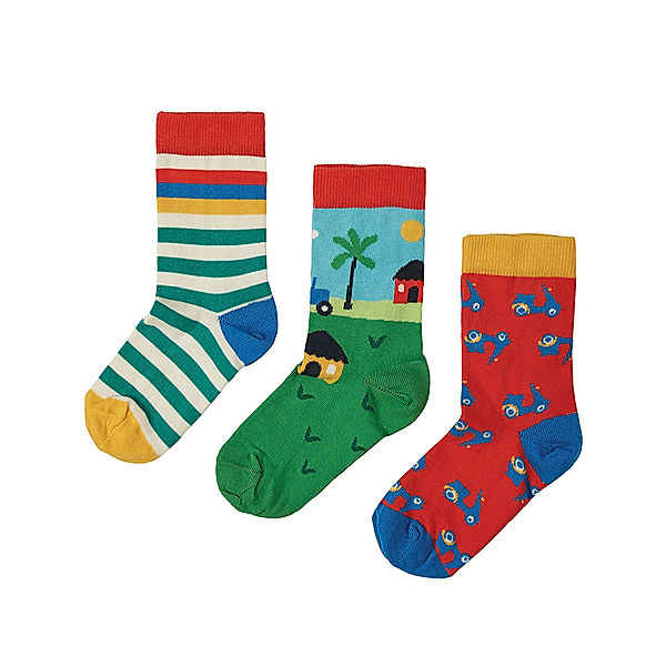 frugi Strümpfe ROCK MY SOCKS – TRACTOR 3er Pack in bunt