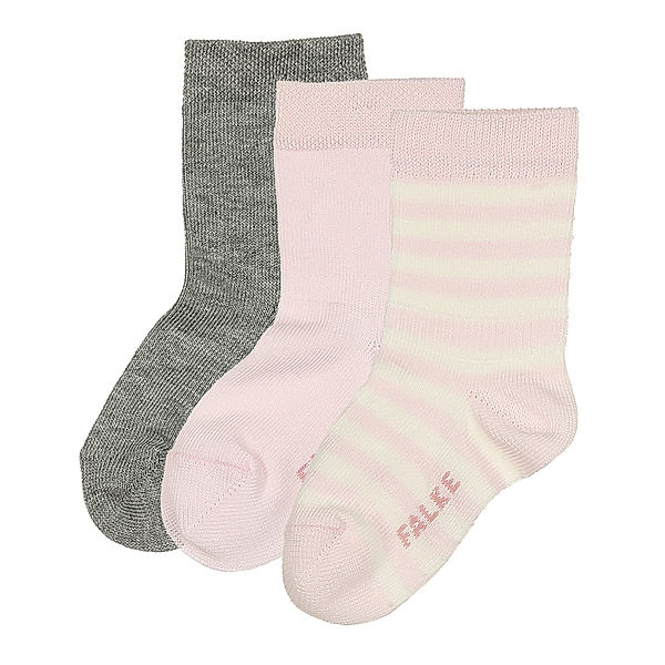 Falke Strümpfe UNI & STRIPES 3er Pack in rosa/grau