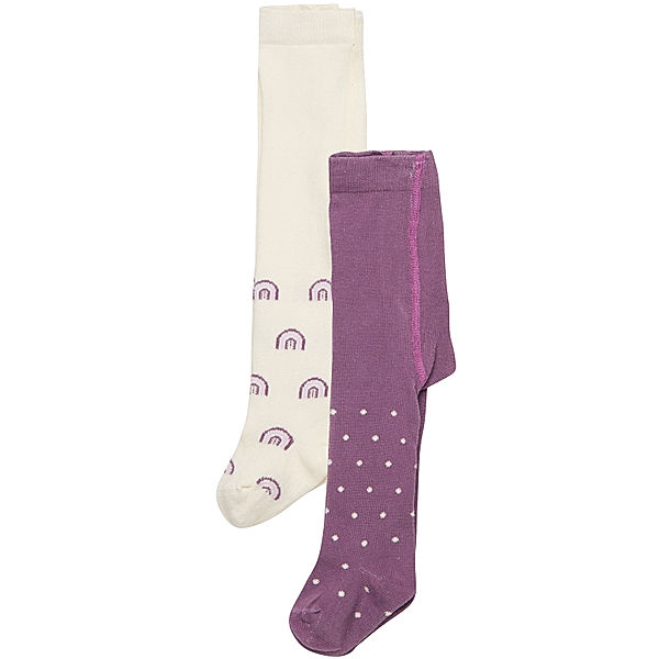 Minymo Strumpfhose REGENBOGEN 2er-Pack in very grape