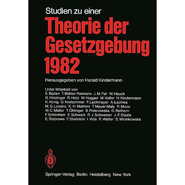 Studien zu einer Theorie der Gesetzgebung 1982