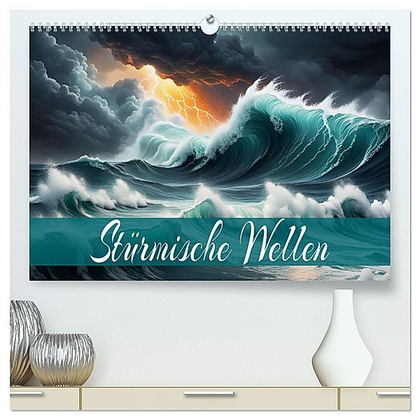Stürmische Wellen (hochwertiger Premium Wandkalender 2025 DIN A2 quer), Kunstdruck in Hochglanz, Calvendo, Dusanka Djeric