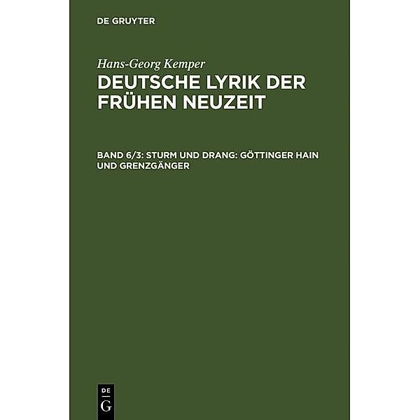 Sturm und Drang: Göttinger Hain und Grenzgänger, Hans-Georg Kemper