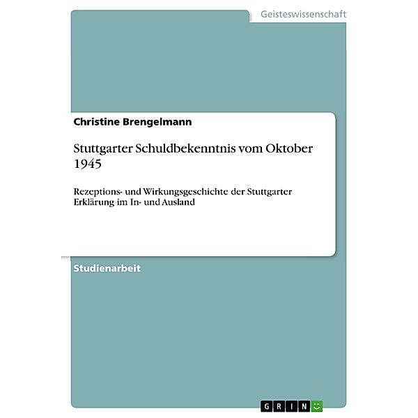 Stuttgarter Schuldbekenntnis vom Oktober 1945, Christine Brengelmann