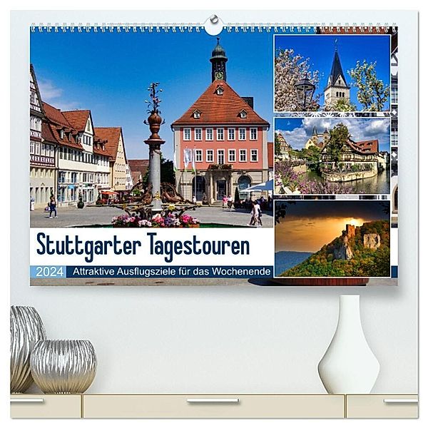 Stuttgarter Tagestouren (hochwertiger Premium Wandkalender 2024 DIN A2 quer), Kunstdruck in Hochglanz, Klaus-Peter Huschka