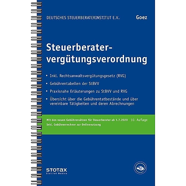 Stv-Dokumente / Steuerberatervergütungsverordnung, m.  Buch, m.  Online-Zugang, Christoph Goez