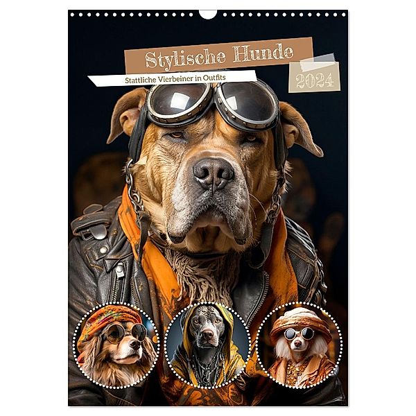 Stylische Hunde (Wandkalender 2024 DIN A3 hoch), CALVENDO Monatskalender, Calvendo, Melanie Viola