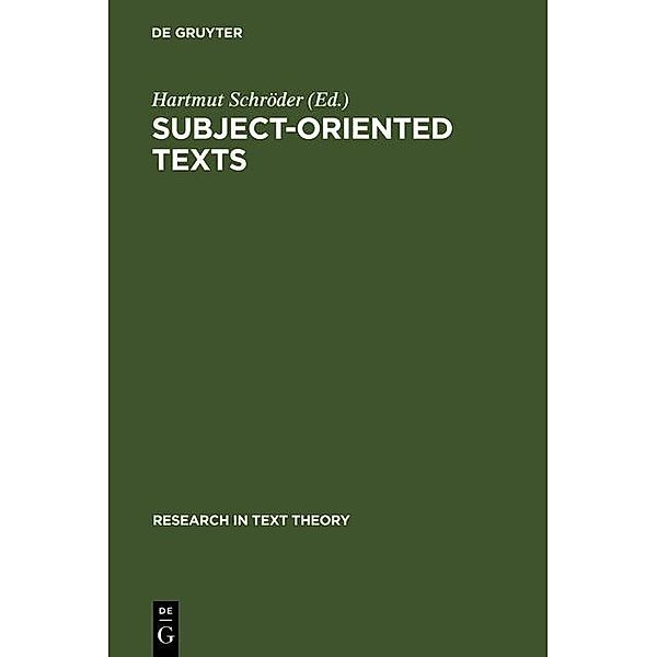 Subject-oriented Texts / Research in Text Theory Bd.16