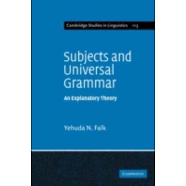 Subjects and Universal Grammar, Yehuda N. Falk