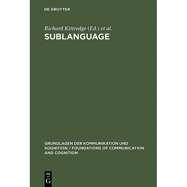 Sublanguage / Grundlagen der Kommunikation und Kognition / Foundations of Communication and Cognition