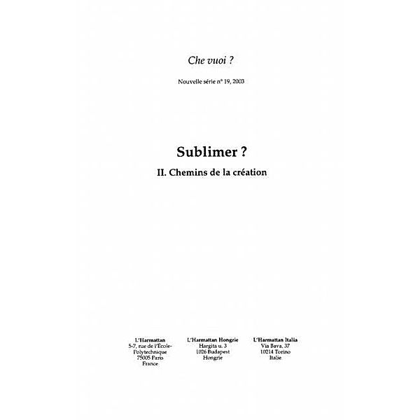 Sublimer? chemin de la creation / Hors-collection, Collectif