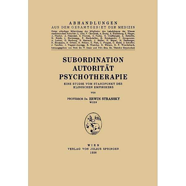 Subordination Autorität Psychotherapie, Erwin Stransky