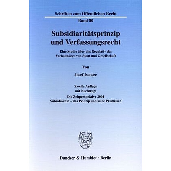 Subsidiaritätsprinzip und Verfassungsrecht., Josef Isensee