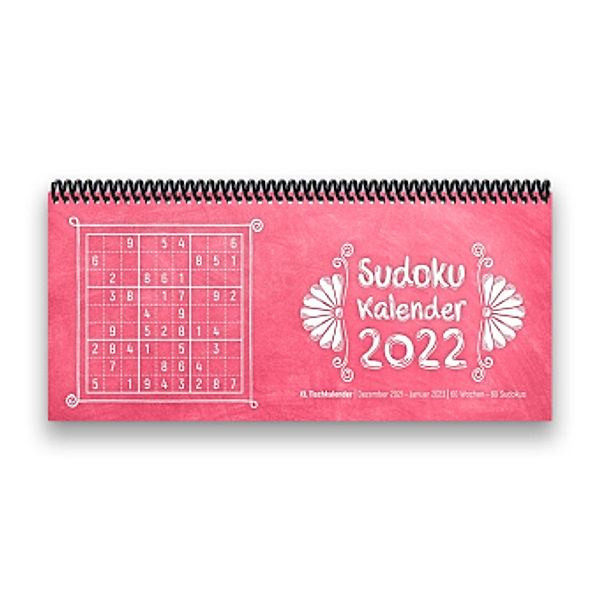 Sudoku-Tischkalender 2022 XL, rosa