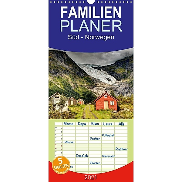 Süd - Norwegen - Familienplaner hoch (Wandkalender 2021 , 21 cm x 45 cm, hoch), Christian Hallweger