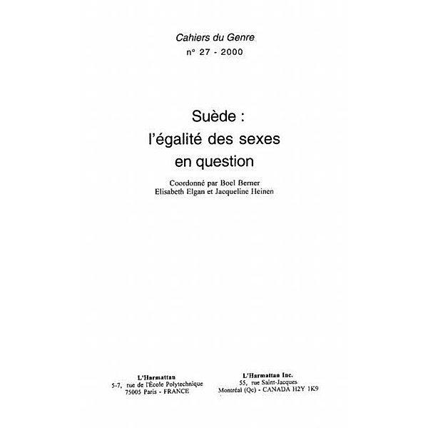 SUEDE : L'EGALITE DES SEXES EN QUESTION / Hors-collection, Collectif