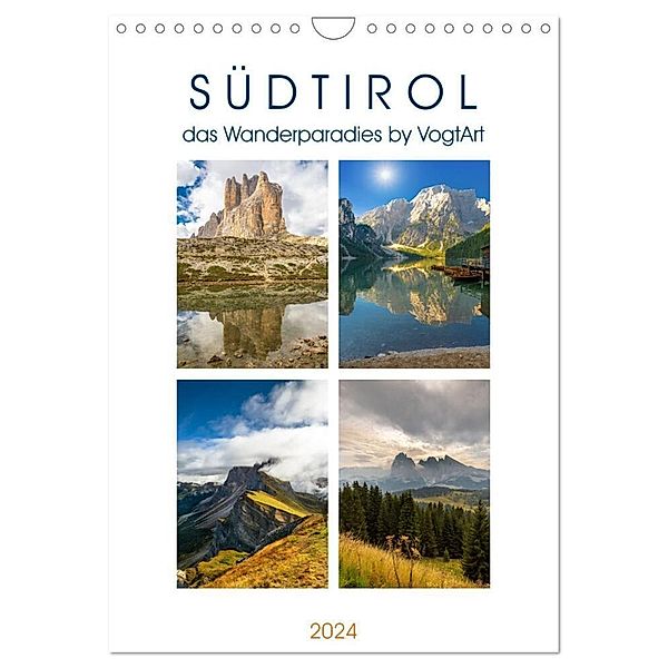 Südtirol, das Wanderparadies (Wandkalender 2024 DIN A4 hoch), CALVENDO Monatskalender, VogtArt