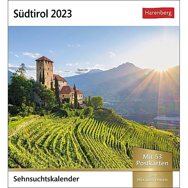 Südtirol Sehnsuchtskalender 2023. Kleiner Kalender mit Urlaubsfeeling für den Schreibtisch. Südtirols schönste Ausblicke
