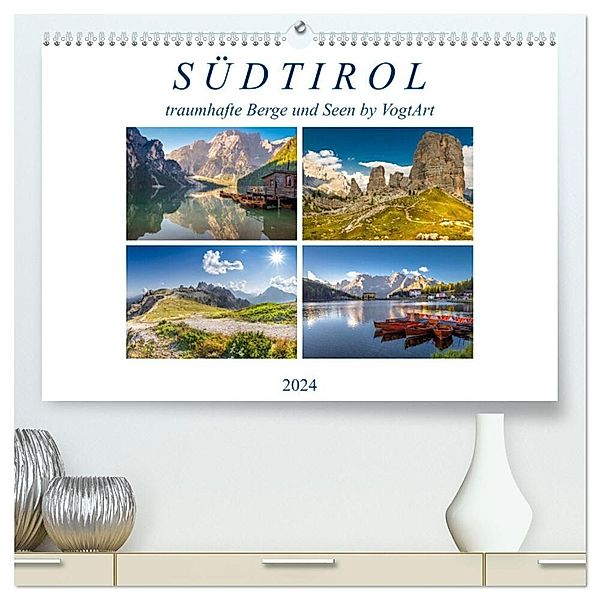 Südtirol, traumhafte Berge und Seen by VogtArt (hochwertiger Premium Wandkalender 2024 DIN A2 quer), Kunstdruck in Hochglanz, VogtArt