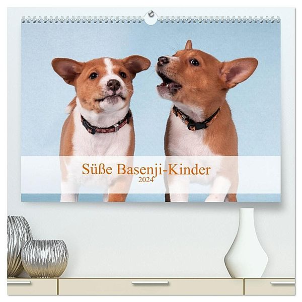 Süsse Basenji-Kinder (hochwertiger Premium Wandkalender 2024 DIN A2 quer), Kunstdruck in Hochglanz, Angelika Joswig