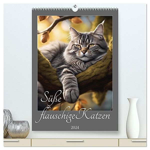 Süße flauschige Katzen (hochwertiger Premium Wandkalender 2024 DIN A2 hoch), Kunstdruck in Hochglanz, Calvendo, Babette Whitter