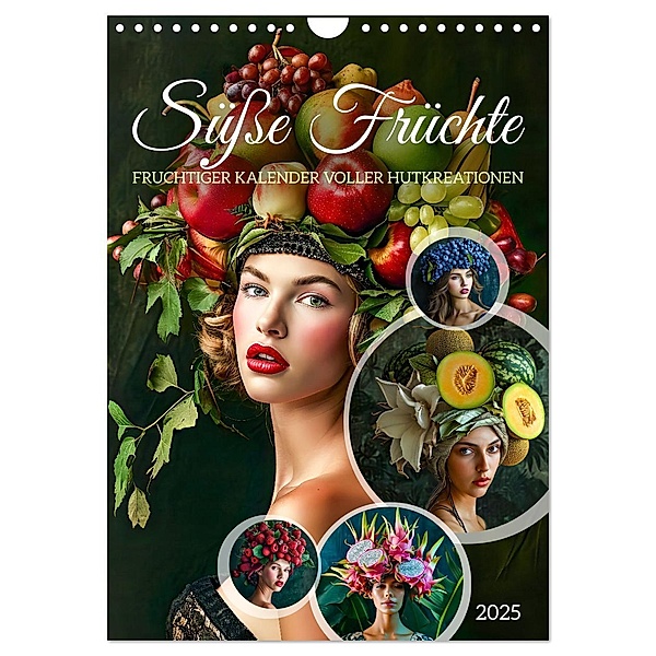 Süße Früchte - Fruchtiger Kalender voller Hutkreationen (Wandkalender 2025 DIN A4 hoch), CALVENDO Monatskalender, Calvendo, Anja Frost