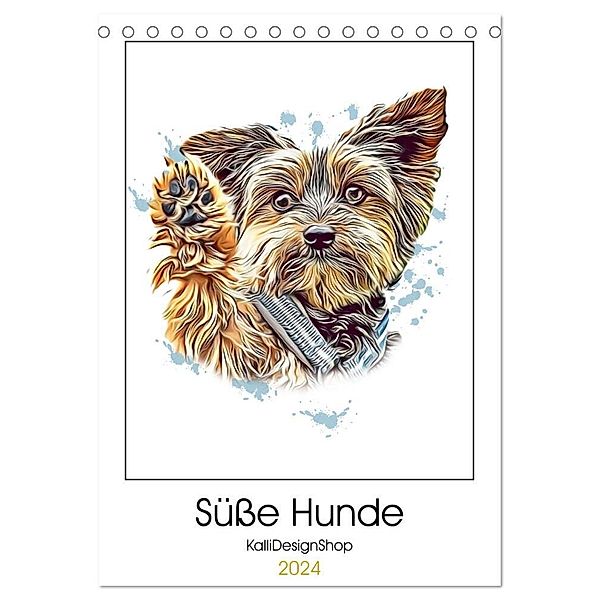 Süsse Hunde (Tischkalender 2024 DIN A5 hoch), CALVENDO Monatskalender, KalliDesignShop