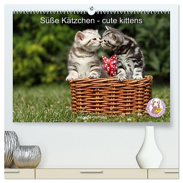 Süße Kätzchen - cute kittens (hochwertiger Premium Wandkalender 2024 DIN A2 quer), Kunstdruck in Hochglanz, Jeanette Hutfluss