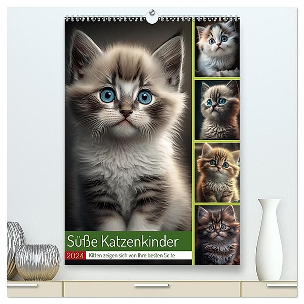 Süße Katzenkinder (hochwertiger Premium Wandkalender 2024 DIN A2 hoch), Kunstdruck in Hochglanz, Steffen Gierok-Latniak