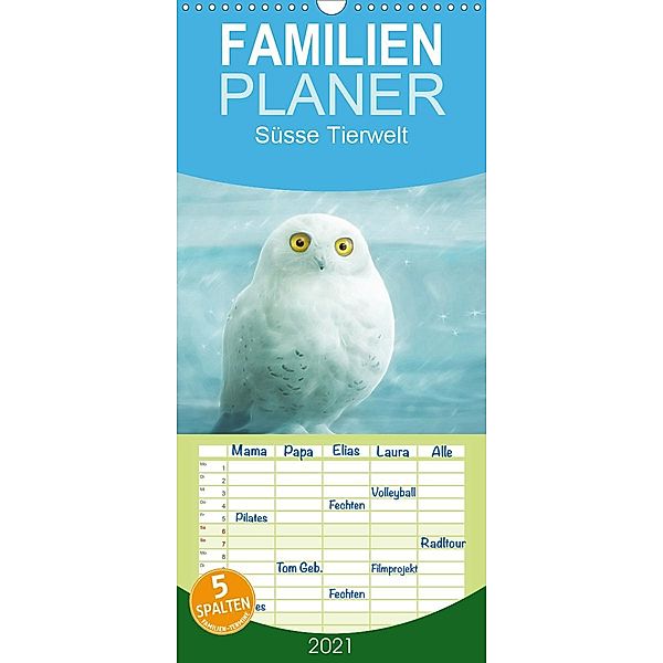 Süsse Tierwelt / Geburtstagskalender - Familienplaner hoch (Wandkalender 2021 , 21 cm x 45 cm, hoch), Silvio Schoisswohl