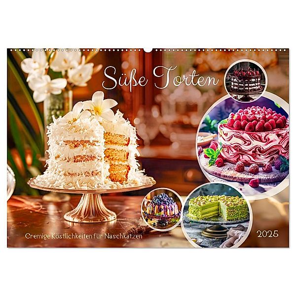 Süße Torten - Cremige Köstlichkeiten für Naschkatzen (Wandkalender 2025 DIN A2 quer), CALVENDO Monatskalender, Calvendo, Anja Frost