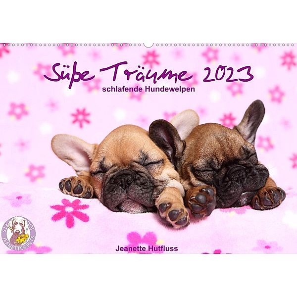 Süße Träume 2023 - schlafende Hundewelpen (Wandkalender 2023 DIN A2 quer), Jeanette Hutfluss