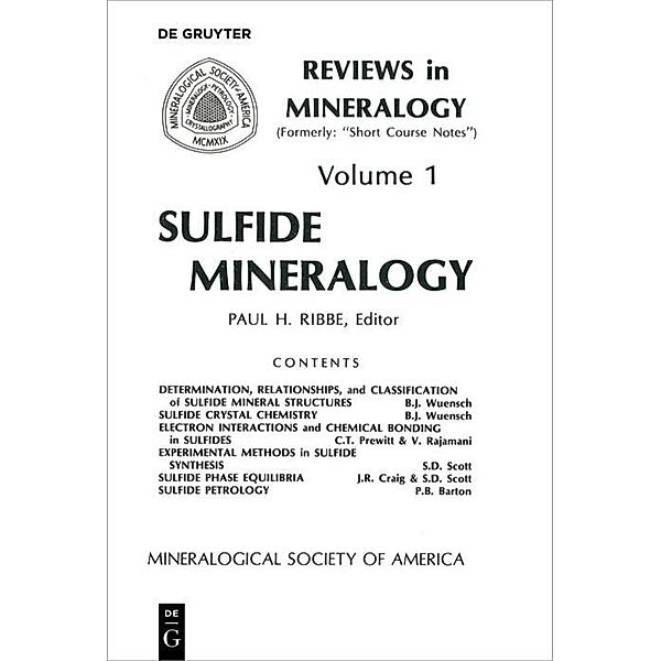 Sulfide Mineralogy / Reviews in Mineralogy and Geochemistry Bd.1