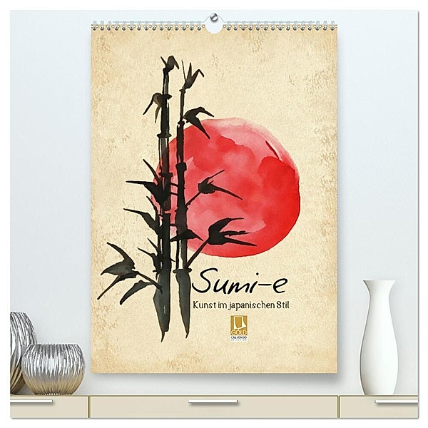 Sumi-e Kunst im japanischen Stil (hochwertiger Premium Wandkalender 2024 DIN A2 hoch), Kunstdruck in Hochglanz, Lucia