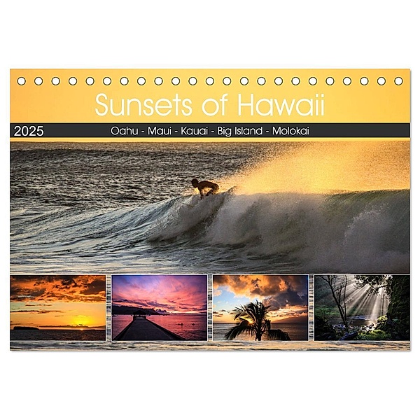 Sunsets of Hawaii (Tischkalender 2025 DIN A5 quer), CALVENDO Monatskalender, Calvendo, Florian Krauß
