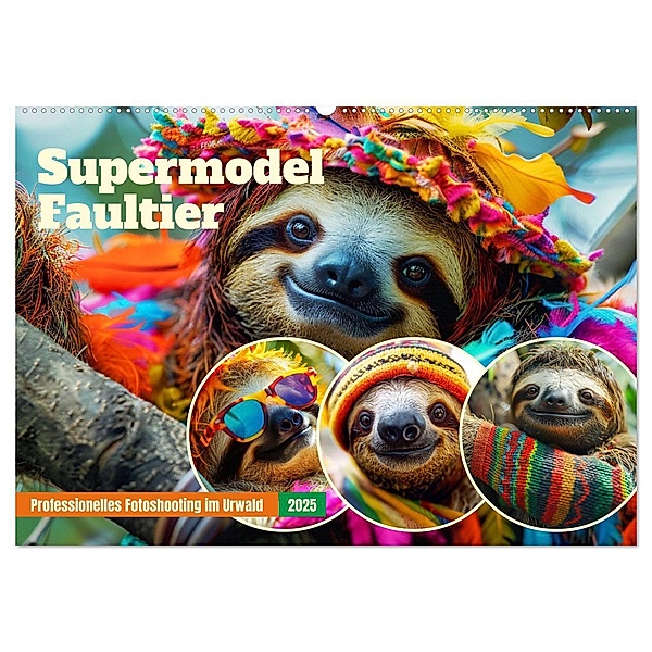 Supermodel Faultier. Professionelles Fotoshooting im Urwald (Wandkalender 2025 DIN A2 quer), CALVENDO Monatskalender, Calvendo, Rose Hurley