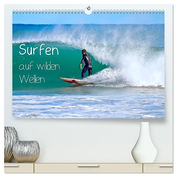 Surfen auf wilden Wellen (hochwertiger Premium Wandkalender 2024 DIN A2 quer), Kunstdruck in Hochglanz, Marion Meyer © Stimmungsbilder1