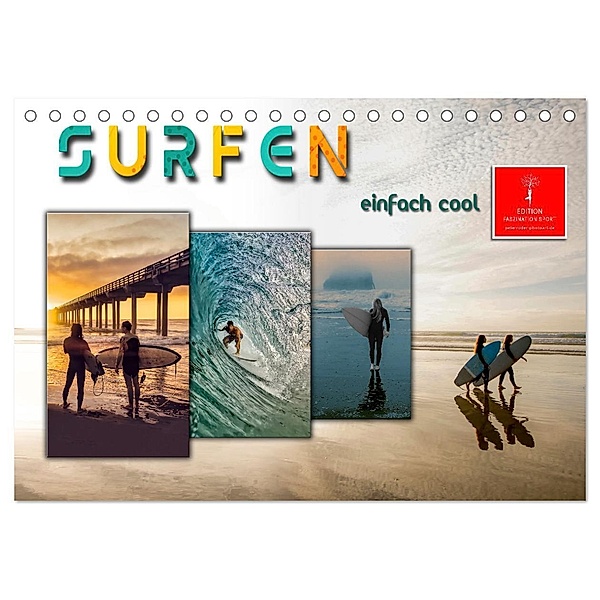 Surfen - einfach cool (Tischkalender 2024 DIN A5 quer), CALVENDO Monatskalender, Peter Roder