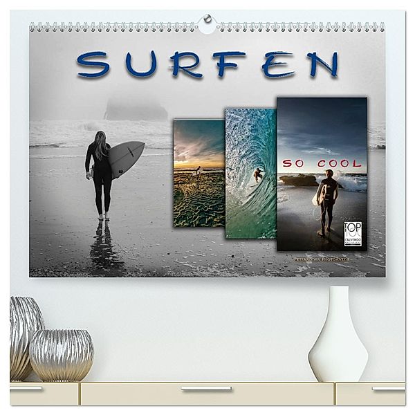 Surfen - so cool (hochwertiger Premium Wandkalender 2025 DIN A2 quer), Kunstdruck in Hochglanz, Calvendo, Peter Roder