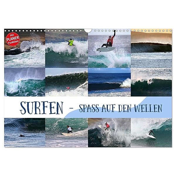 Surfen - Spass auf den Wellen (Wandkalender 2025 DIN A3 quer), CALVENDO Monatskalender, Calvendo, Martina Cross