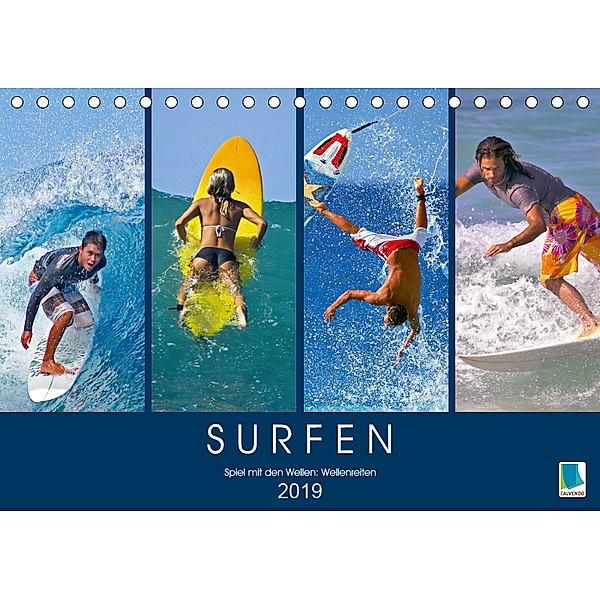Surfen: Spiel mit den Wellen - Wellenreiten (Tischkalender 2019 DIN A5 quer), Calvendo