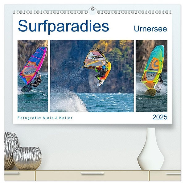 Surfparadies Urnersee (hochwertiger Premium Wandkalender 2025 DIN A2 quer), Kunstdruck in Hochglanz, Calvendo, Alois J. Koller