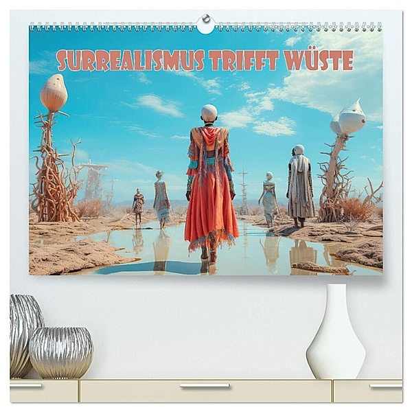 Surrealismus trifft Wüste (hochwertiger Premium Wandkalender 2024 DIN A2 quer), Kunstdruck in Hochglanz, Liselotte Brunner-Klaus